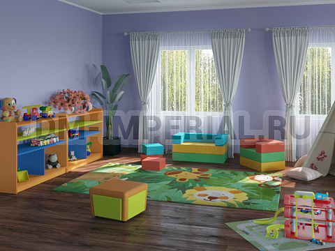 Оснащение детских садов, Мягкие модули, Комплект мебели Кузя ММ-ММ-034
