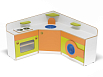 Кухня угловая со стиральной машиной (скандинавия с разноцветными фасадами, Вариант 14)