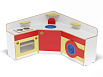 Кухня угловая со стиральной машиной (скандинавия с разноцветными фасадами, Вариант 15)